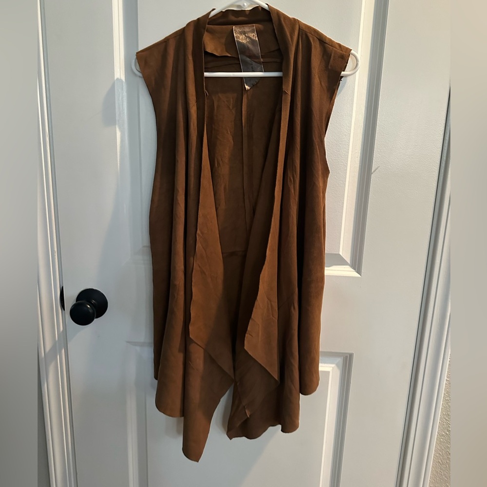 Moon Collection Women’s Faux Suede Open Front Cardigan Size S